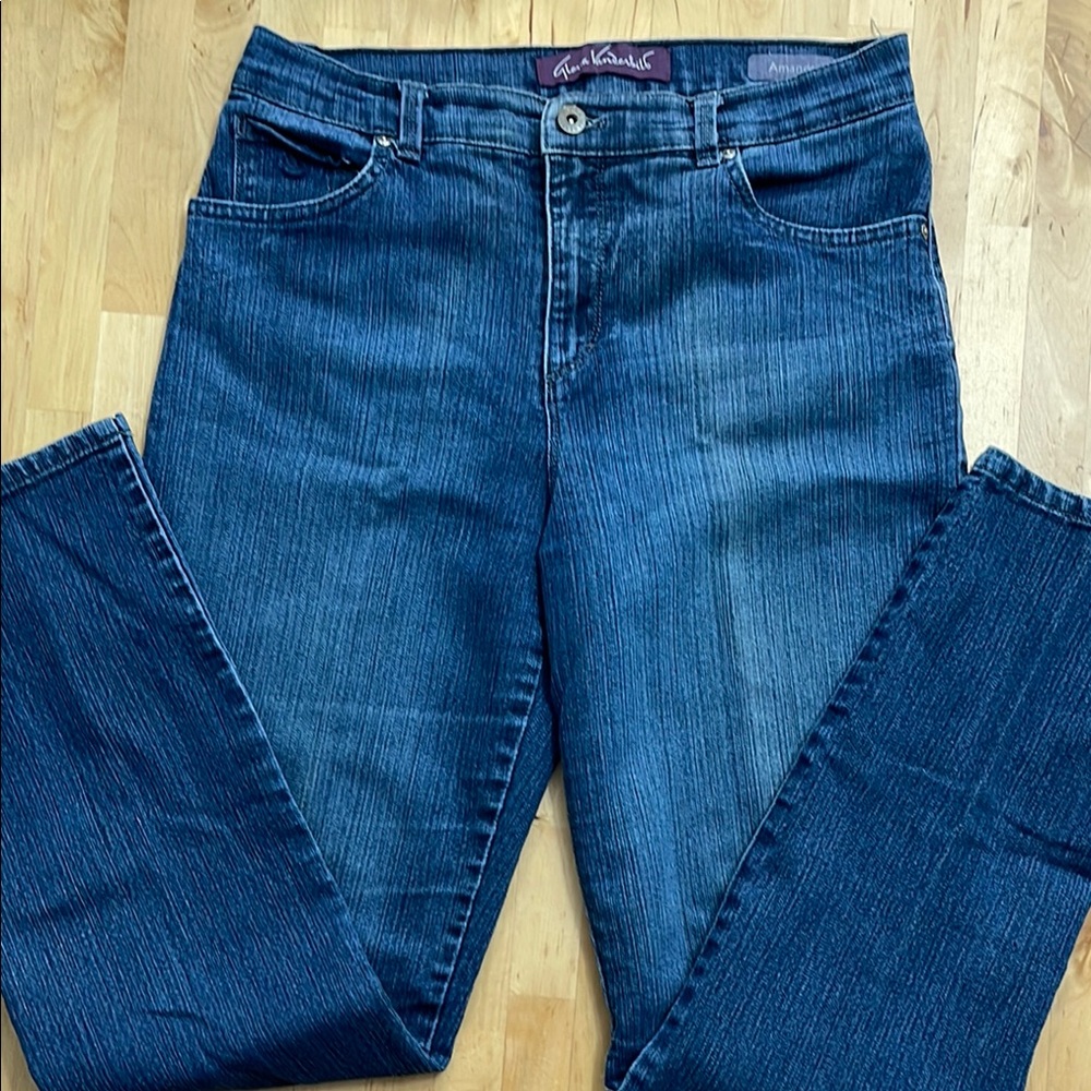 Y2K GLORIA VANDERBILT AMANDA RHINESTONE DENIM JEANS 8 BLUE STRETCH 5-POCKET MOM